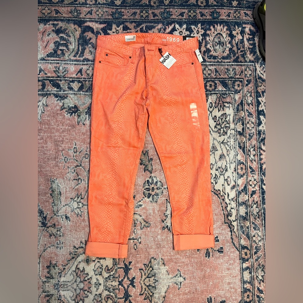 GAP 1969 Always Skinny 29” Ankle Pink/Orange Snake Print